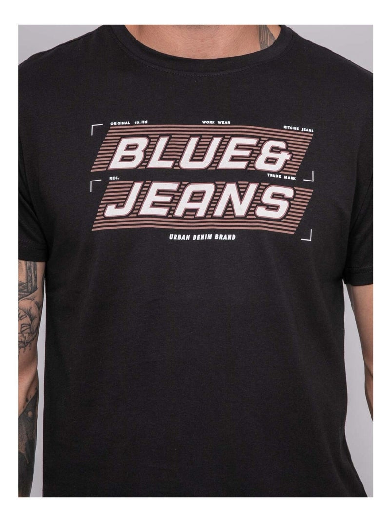 T-shirt puro cotone con motivo JORDIPAL Nero - Kiabi