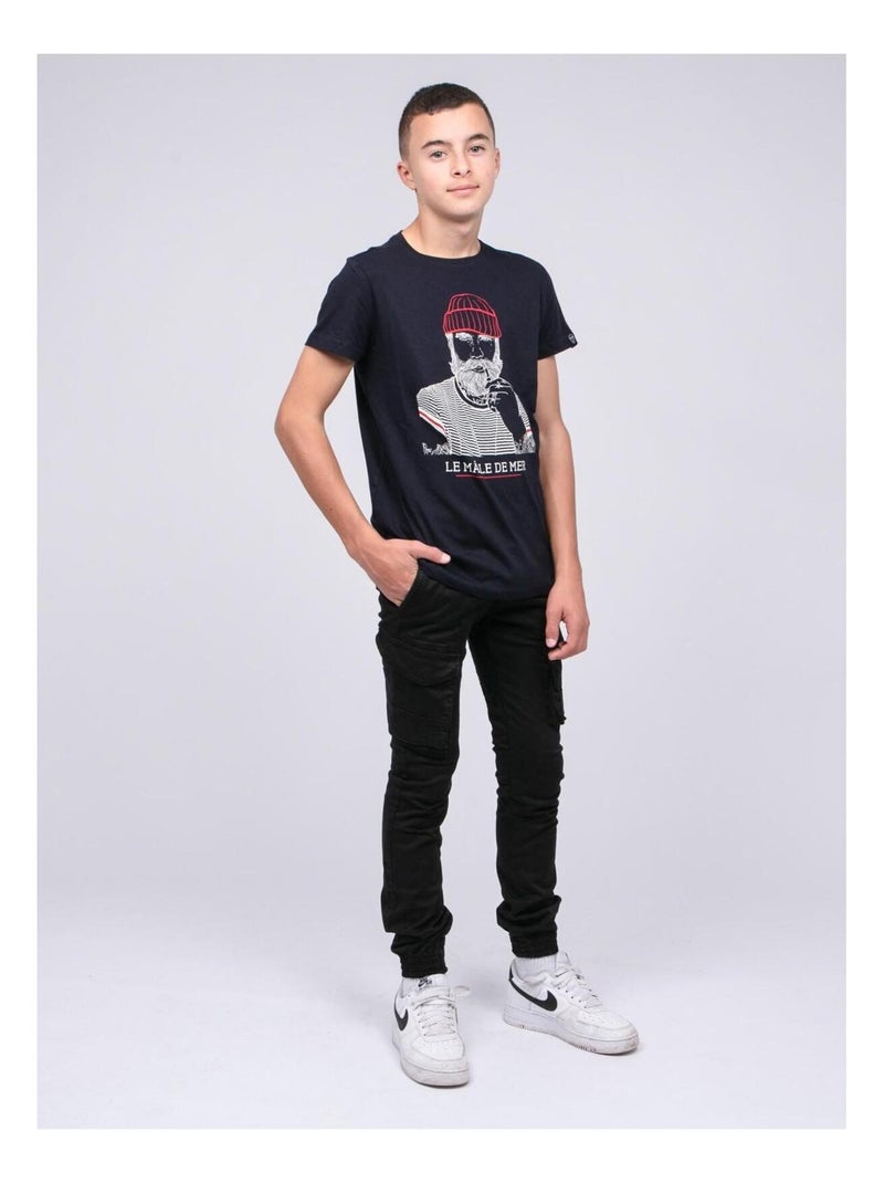 T-shirt puro cotone JAPING-J Blu marino - Kiabi