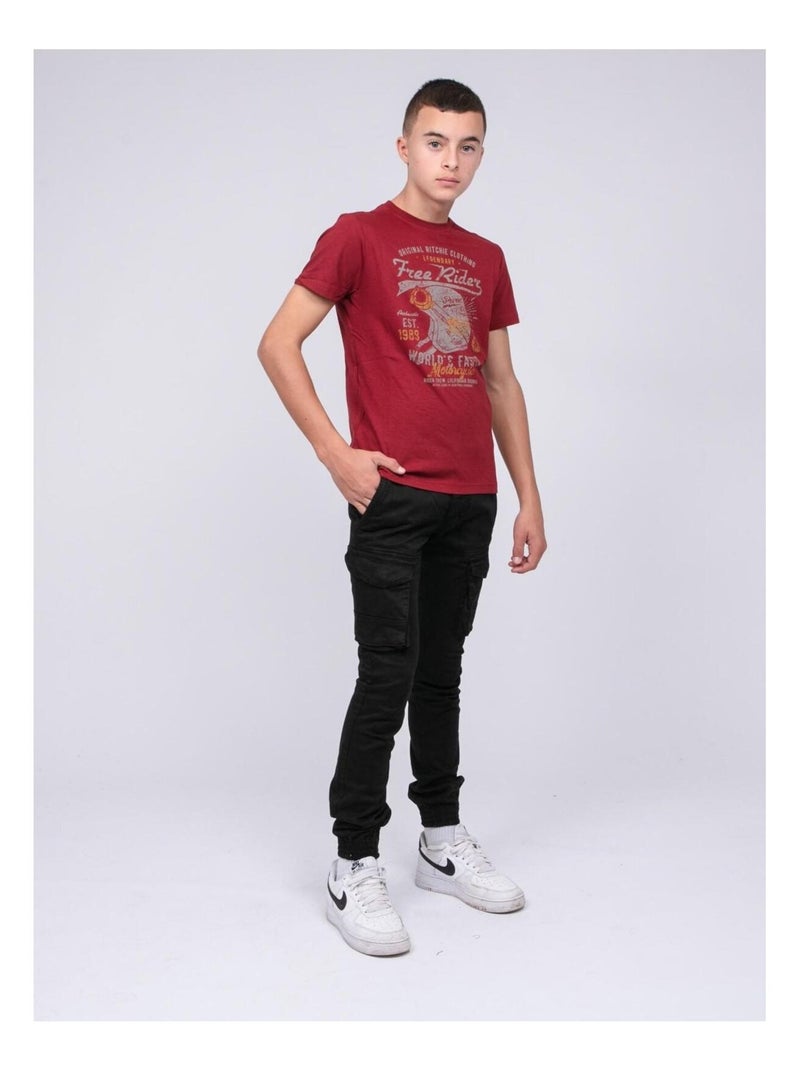 T-shirt puro cotone JORDY-J Bordeaux - Kiabi