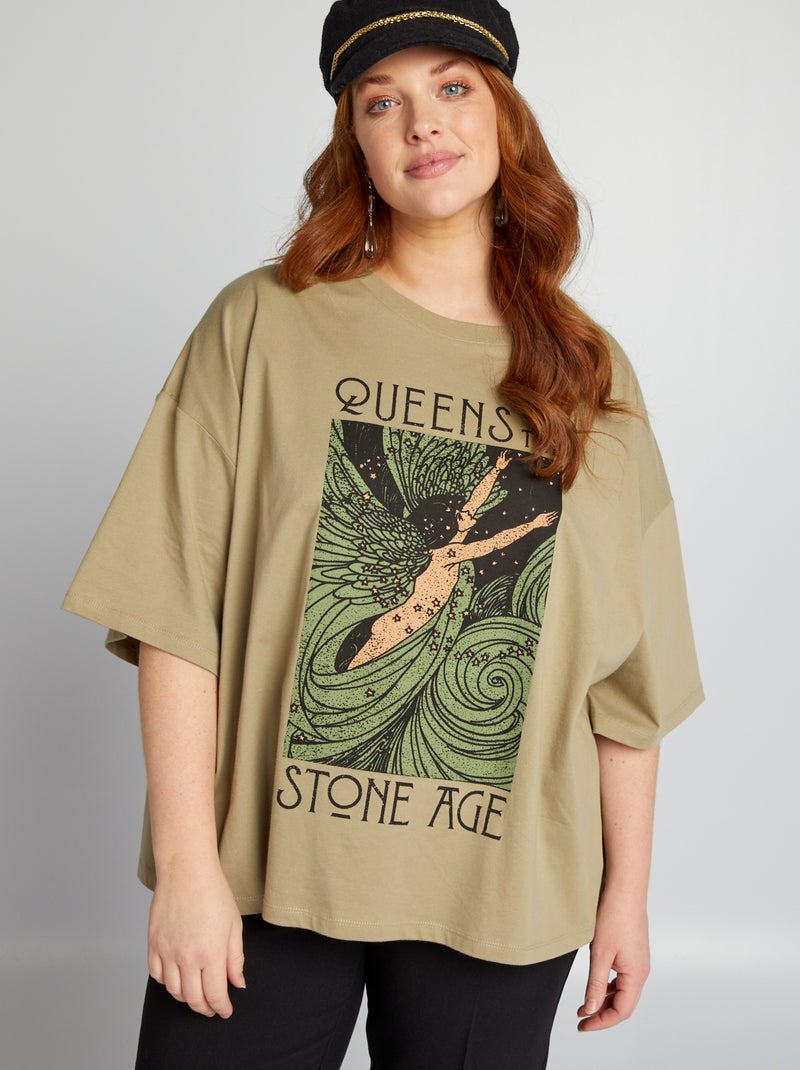 T-shirt 'Queens of the stone age' con scollo tondo VERDE - Kiabi