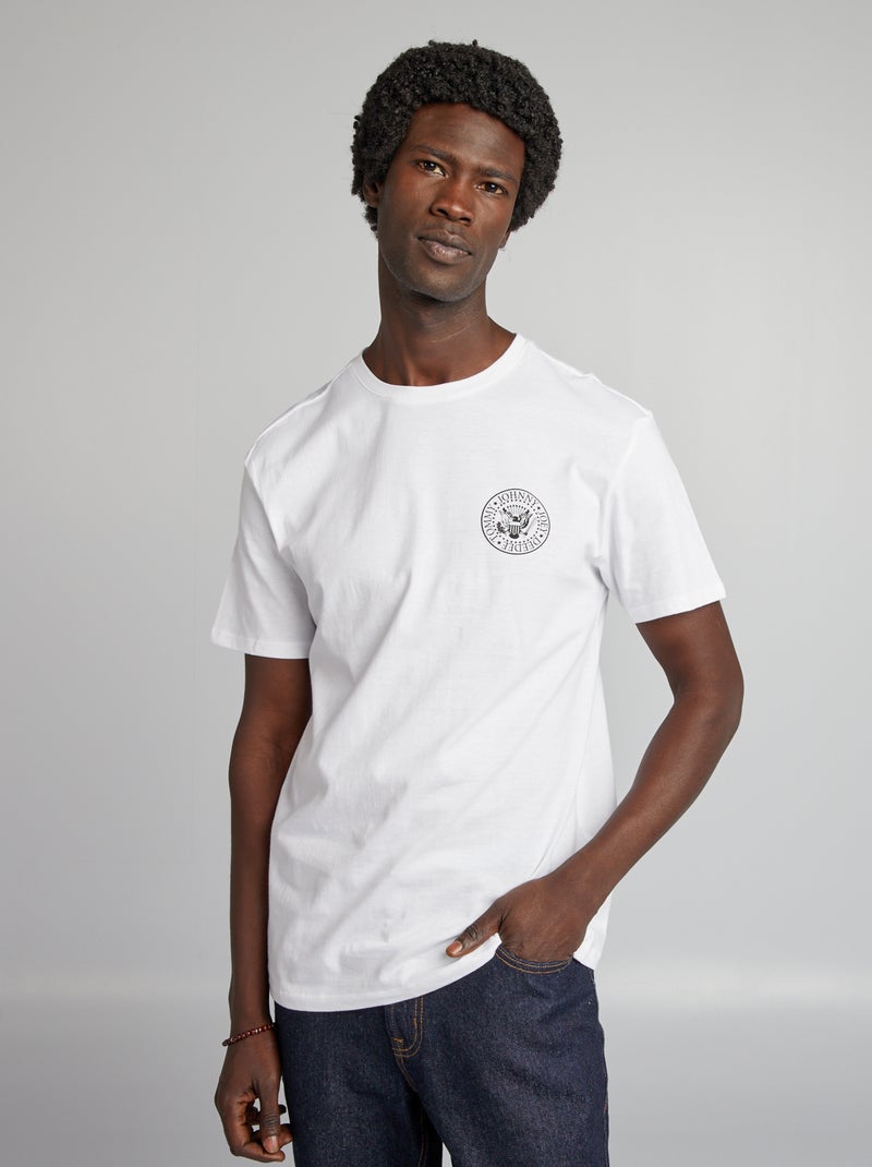 T-shirt 'Ramones' in jersey scollo tondo bianco - Kiabi