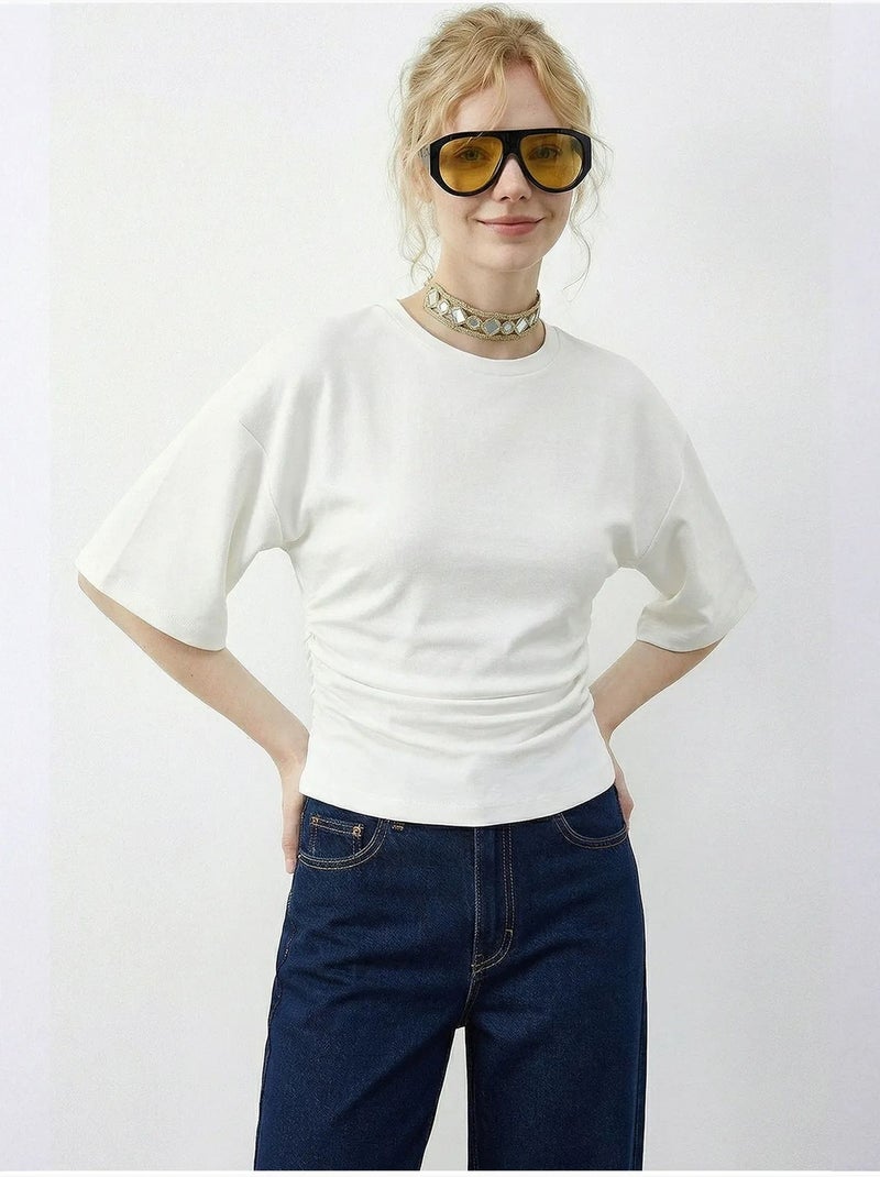 T-shirt regular fit con girocollo lucci Avorio - Kiabi