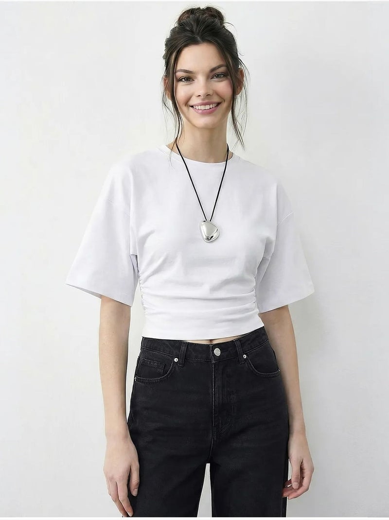 T-shirt regular fit con girocollo lucci Bianco - Kiabi