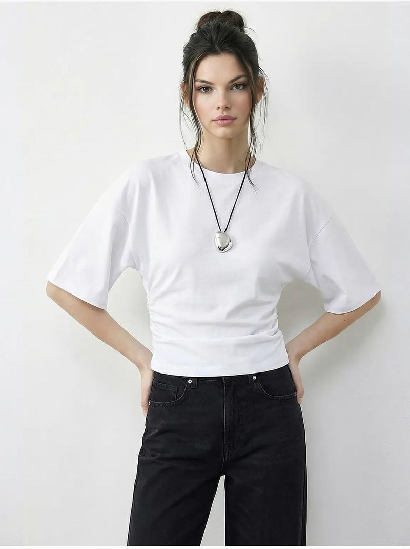T-shirt regular fit con girocollo lucci Bianco - Kiabi