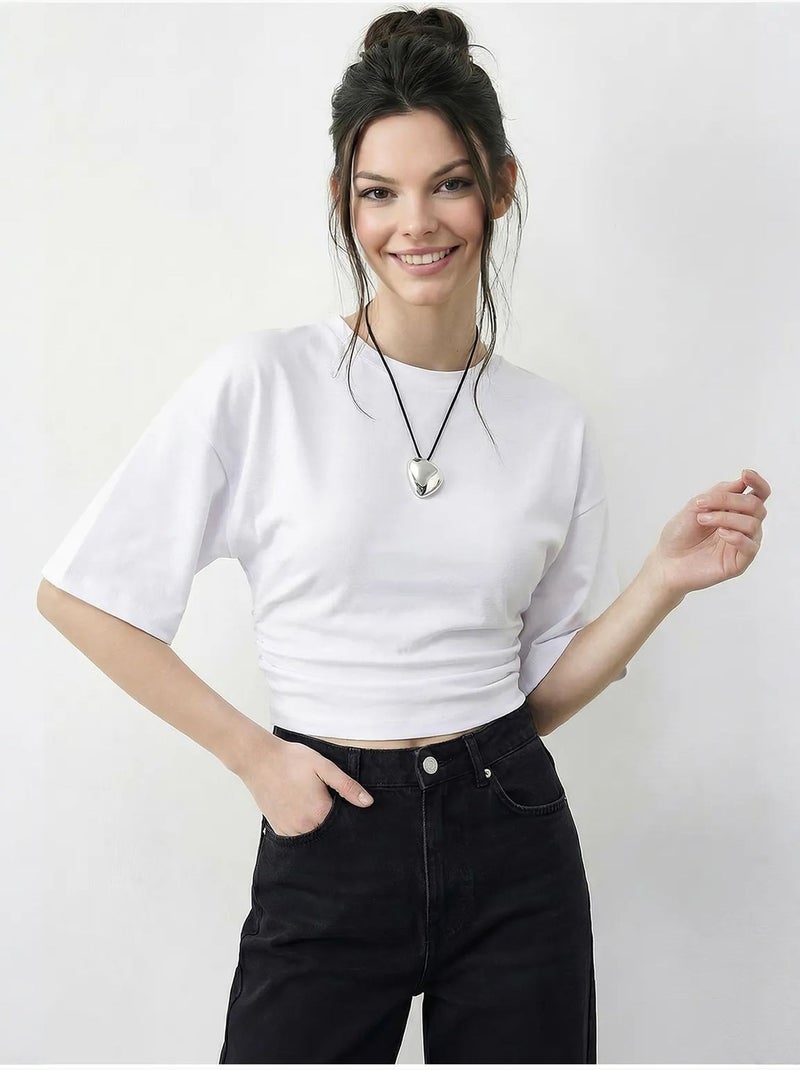 T-shirt regular fit con girocollo lucci Bianco - Kiabi