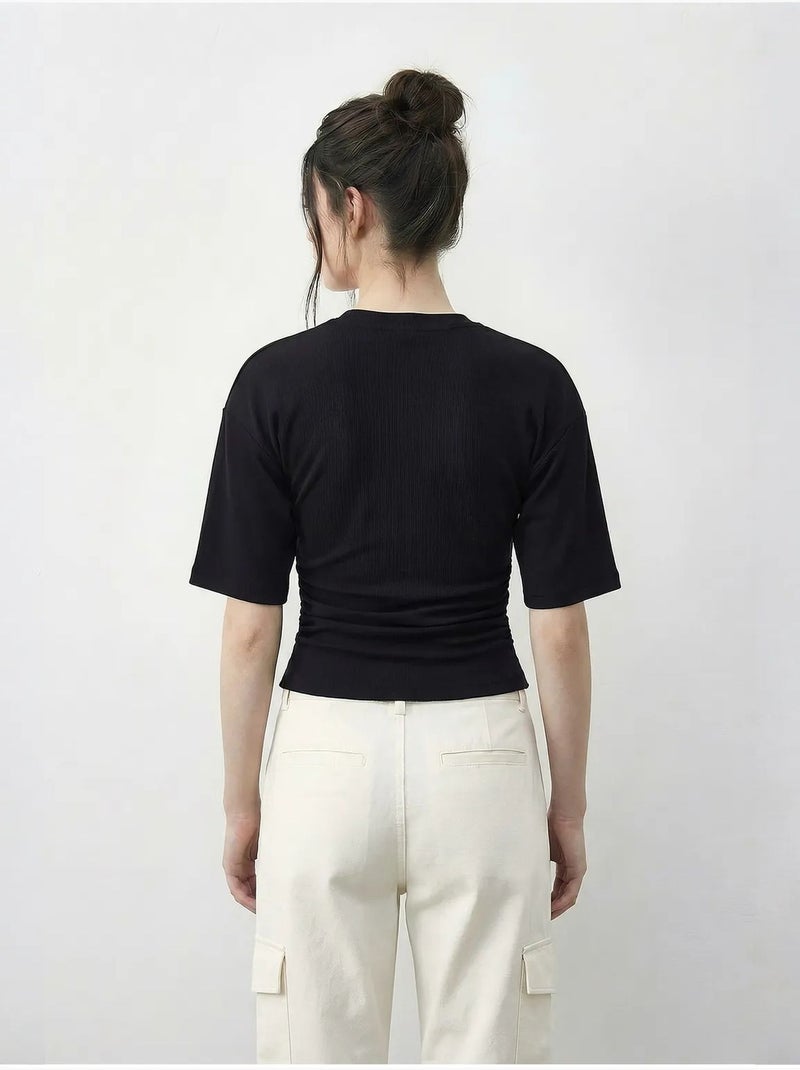 T-shirt regular fit con girocollo lucci Nero - Kiabi