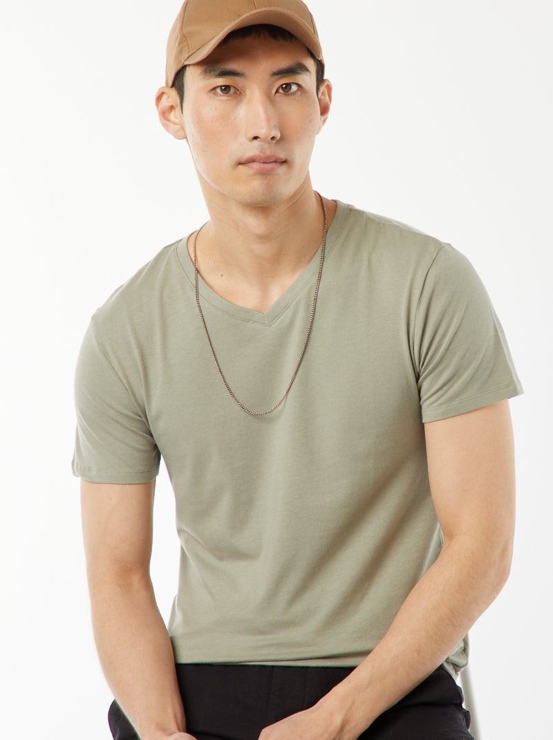 T-shirt regular stretch Verde - Kiabi