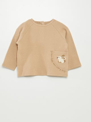 T-shirt ricamata a maniche lunghe