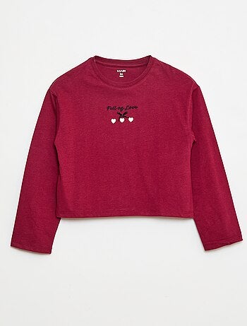T-shirt ricamata a maniche lunghe
