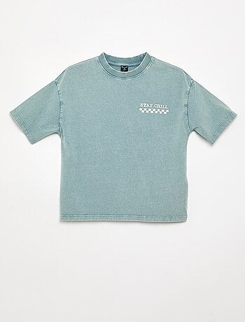 T-shirt ricamata e stampata a maniche corte