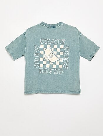 T-shirt ricamata e stampata a maniche corte