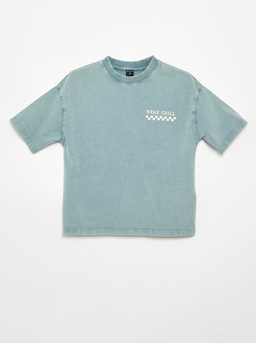 T-shirt ricamata e stampata a maniche corte - Kiabi T-shirt ricamata e stampata a maniche corte - Kiabi