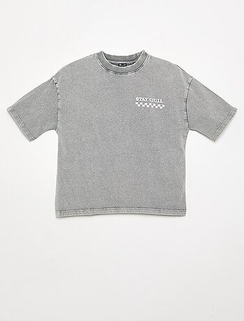 T-shirt ricamata e stampata a maniche corte