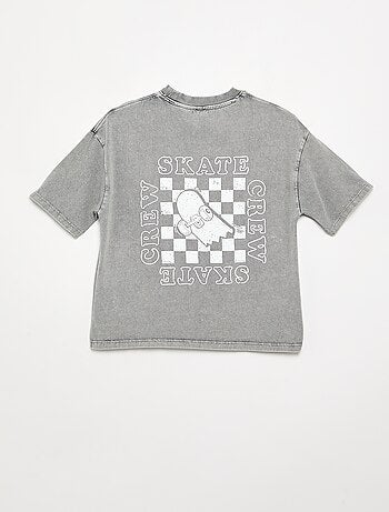 T-shirt ricamata e stampata a maniche corte