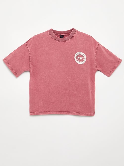T-shirt ricamata e stampata a maniche corte - Kiabi T-shirt ricamata e stampata a maniche corte - Kiabi