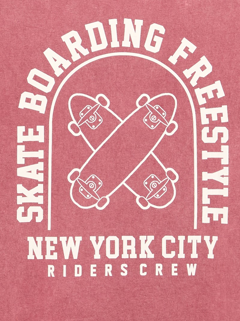 T-shirt ricamata e stampata a maniche corte Rosa - Kiabi