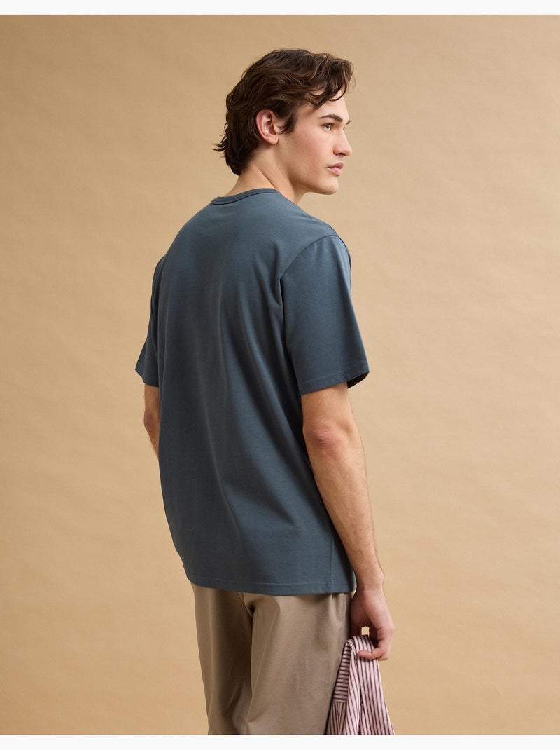 T-shirt ricamata in maglia pesante, MO Fashion Blu - Kiabi