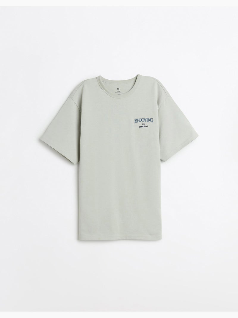 T-shirt ricamata in maglia pesante, MO Fashion Grigio - Kiabi
