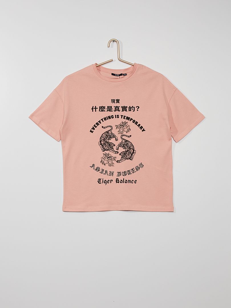 T-shirt ricamata 'tigri' rosa - Kiabi