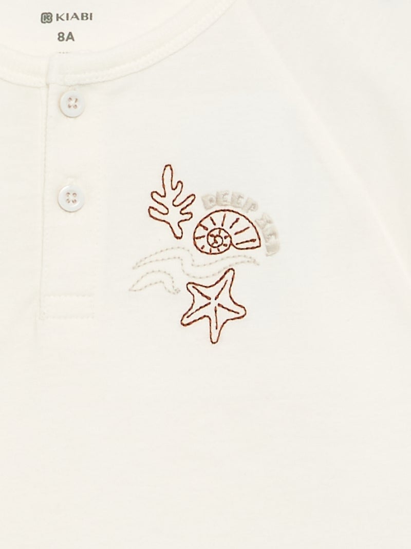 T-shirt ricamato a maniche corte Bianco - Kiabi