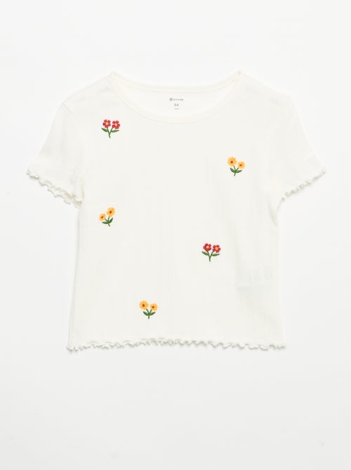 T-shirt ricamato a maniche corte - Kiabi