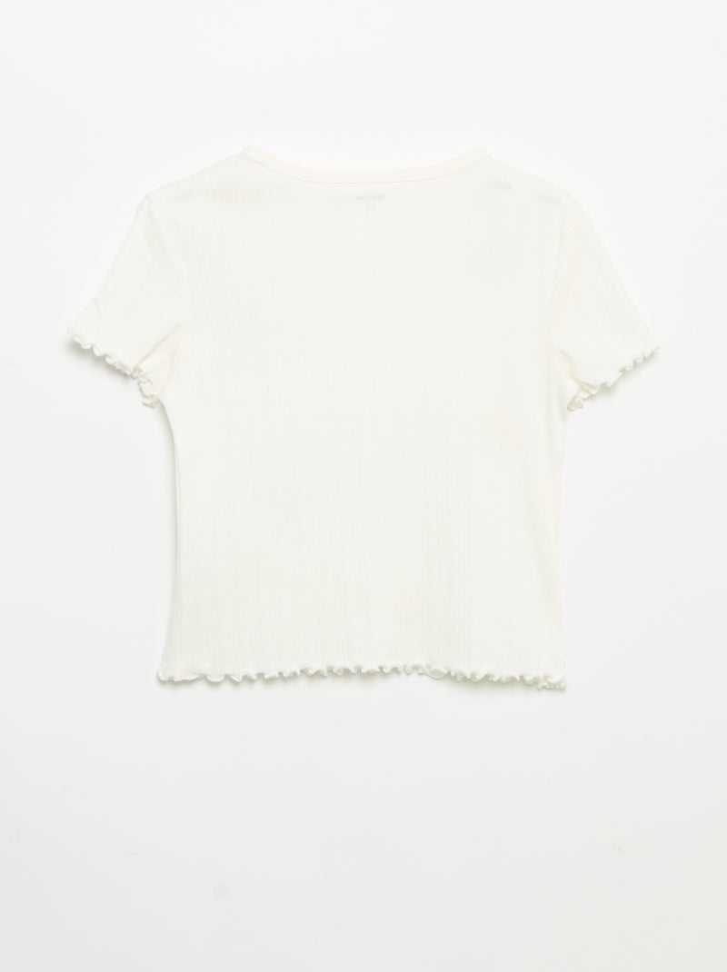 T-shirt ricamato a maniche corte Bianco - Kiabi