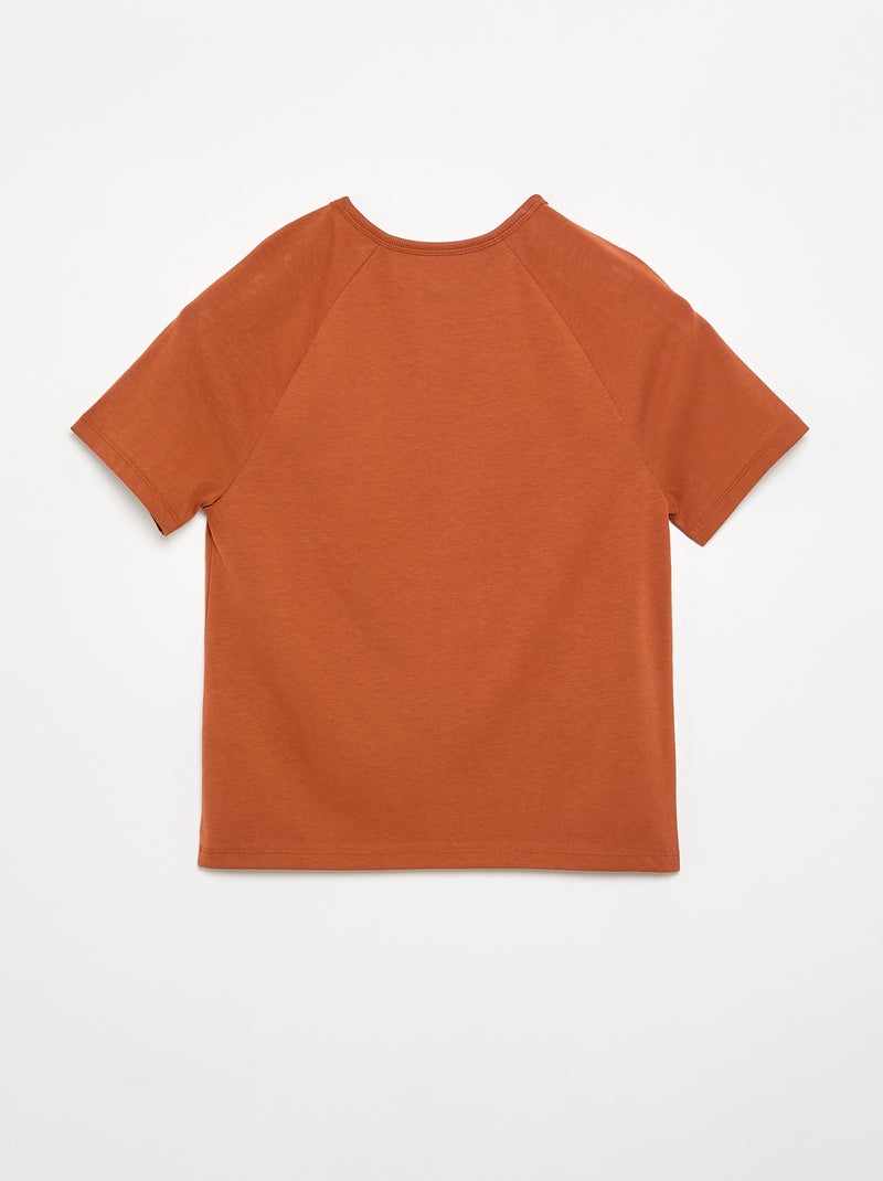 T-shirt ricamato a maniche corte Marrone - Kiabi