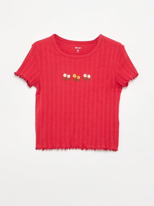 T-shirt ricamato a maniche corte - Kiabi