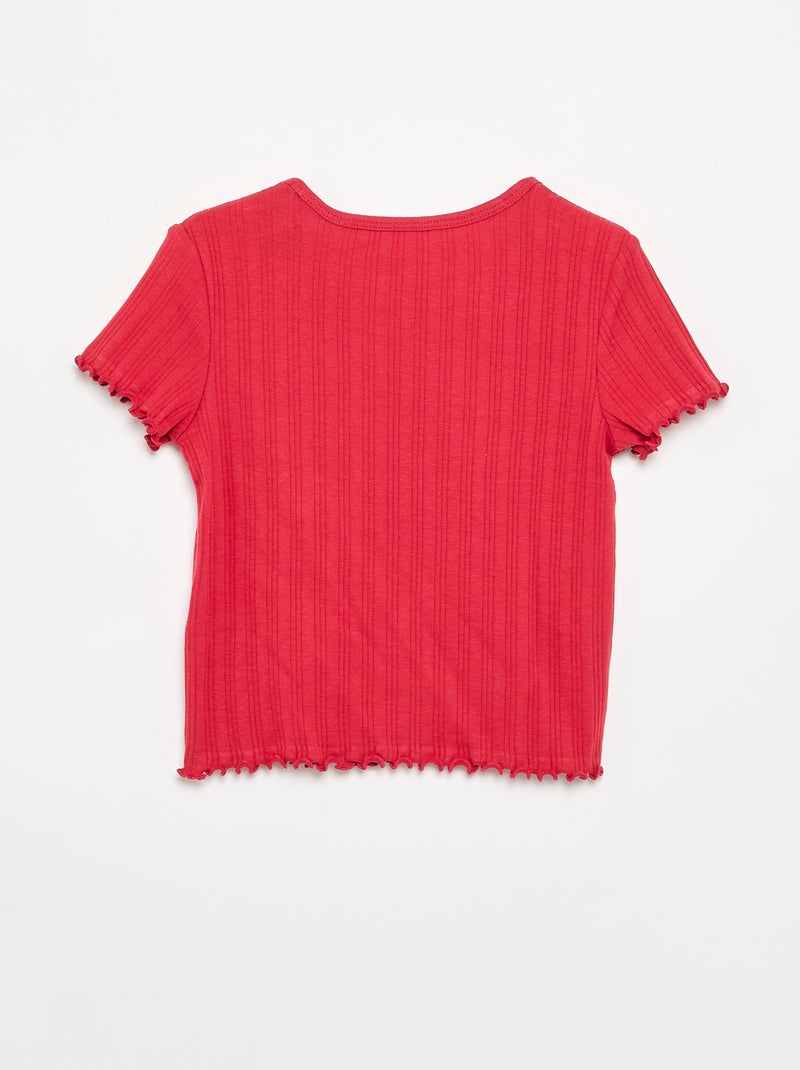 T-shirt ricamato a maniche corte Rosso - Kiabi