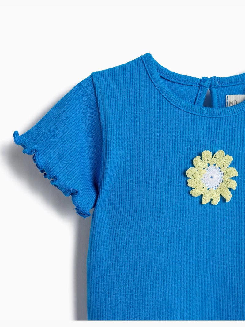 T-shirt ricamo floreale, MO Fashion Blu - Kiabi