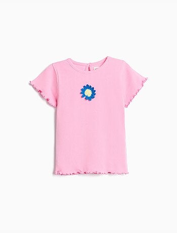 T-shirt ricamo floreale, MO Fashion