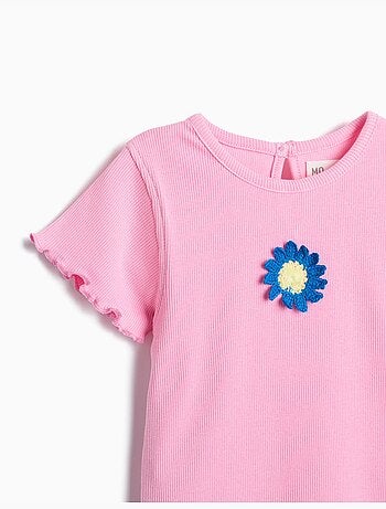 T-shirt ricamo floreale, MO Fashion