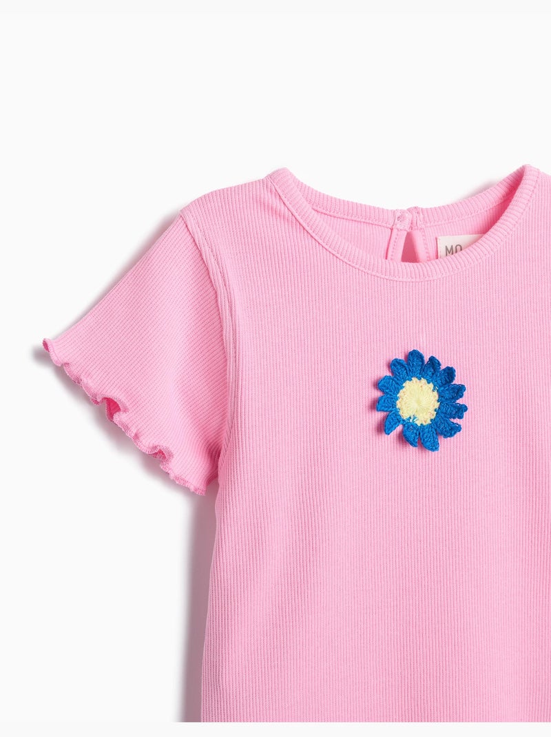 T-shirt ricamo floreale, MO Fashion Rosa - Kiabi