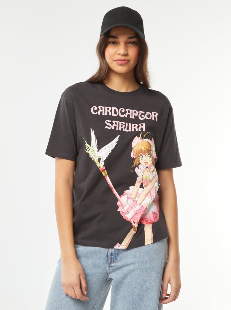 T-shirt 'Sakura' maniche corte NERO - Kiabi