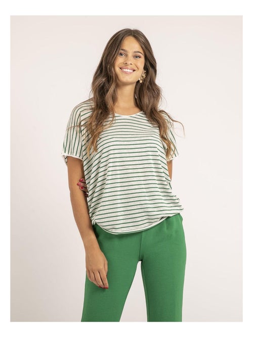 T-shirt scollo a V a righe FERKUS - Kiabi T-shirt scollo a V a righe FERKUS - Kiabi