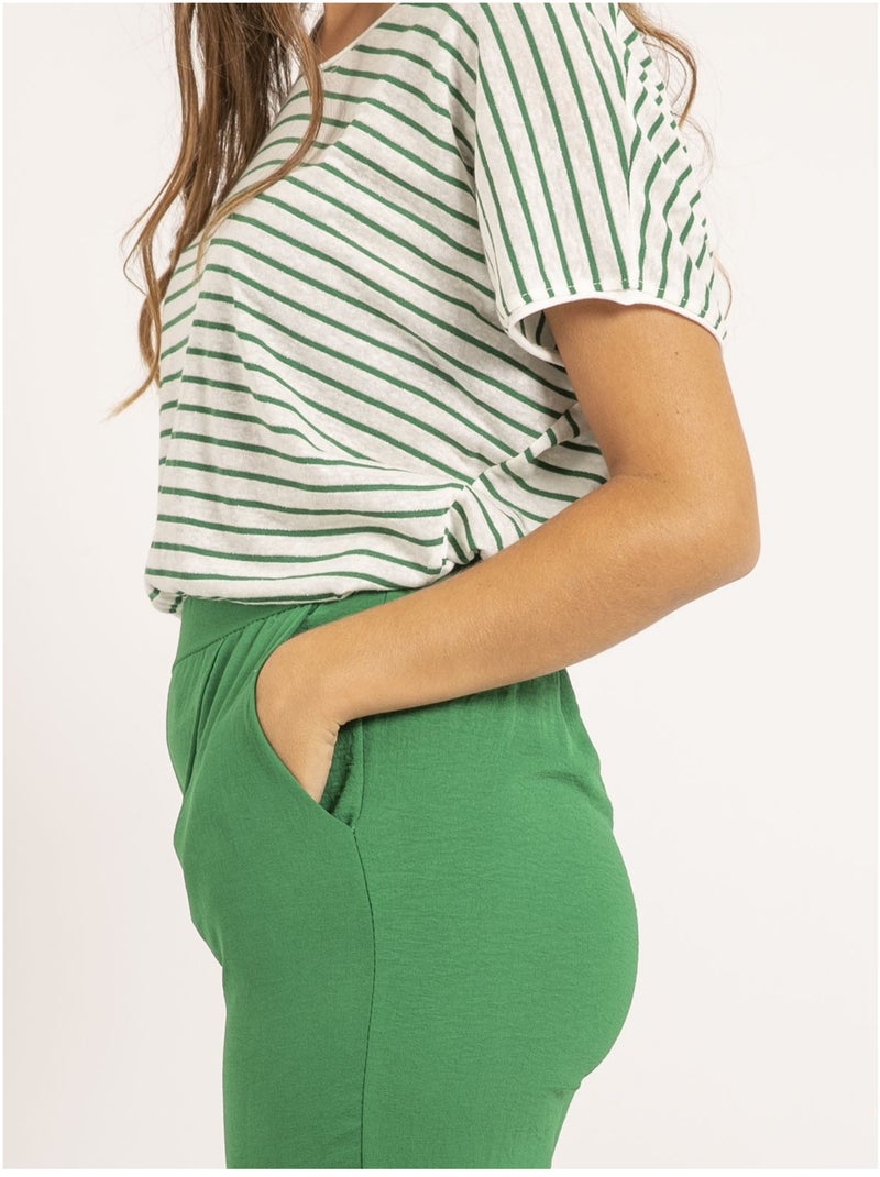 T-shirt scollo a V a righe FERKUS Verde - Kiabi