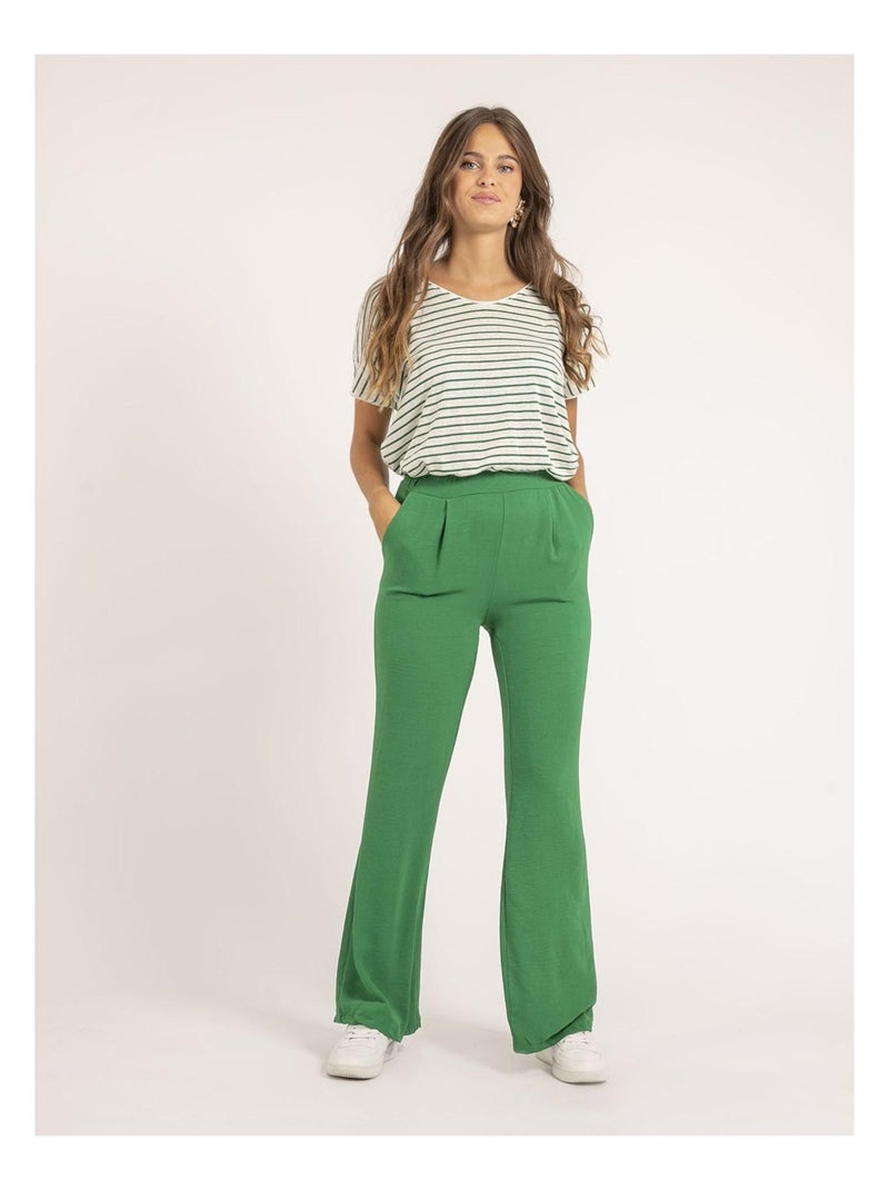 T-shirt scollo a V a righe FERKUS Verde - Kiabi