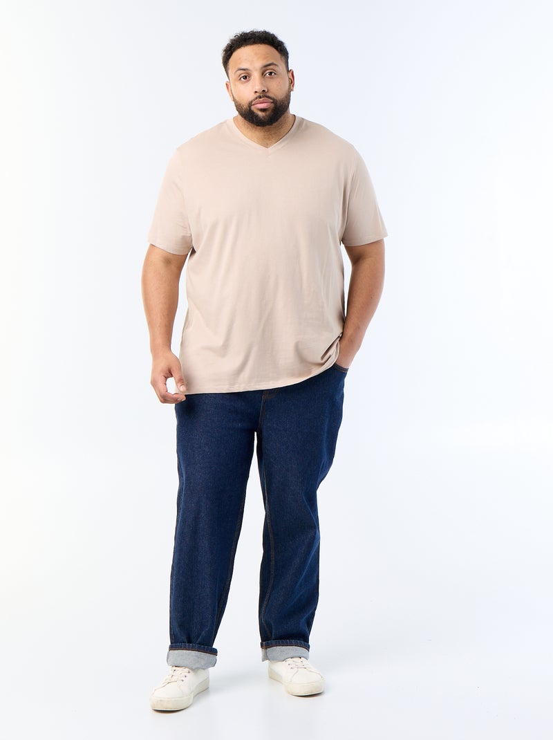T-shirt scollo a V Beige - Kiabi