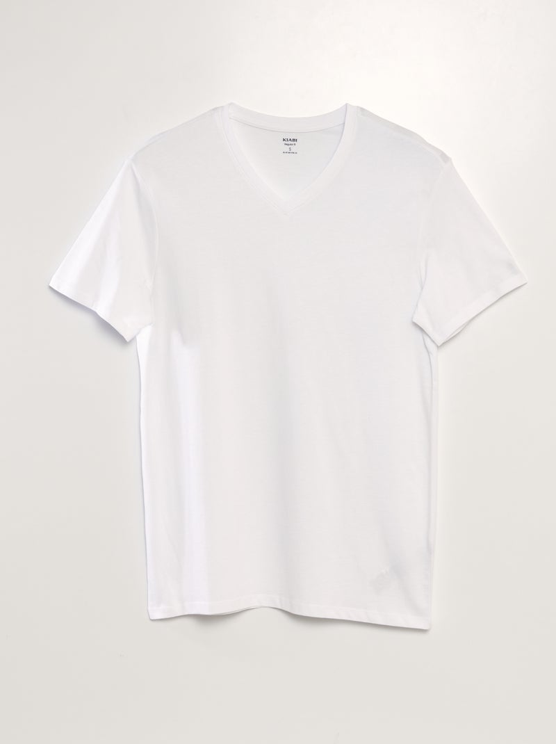T-shirt scollo a V bianco - Kiabi