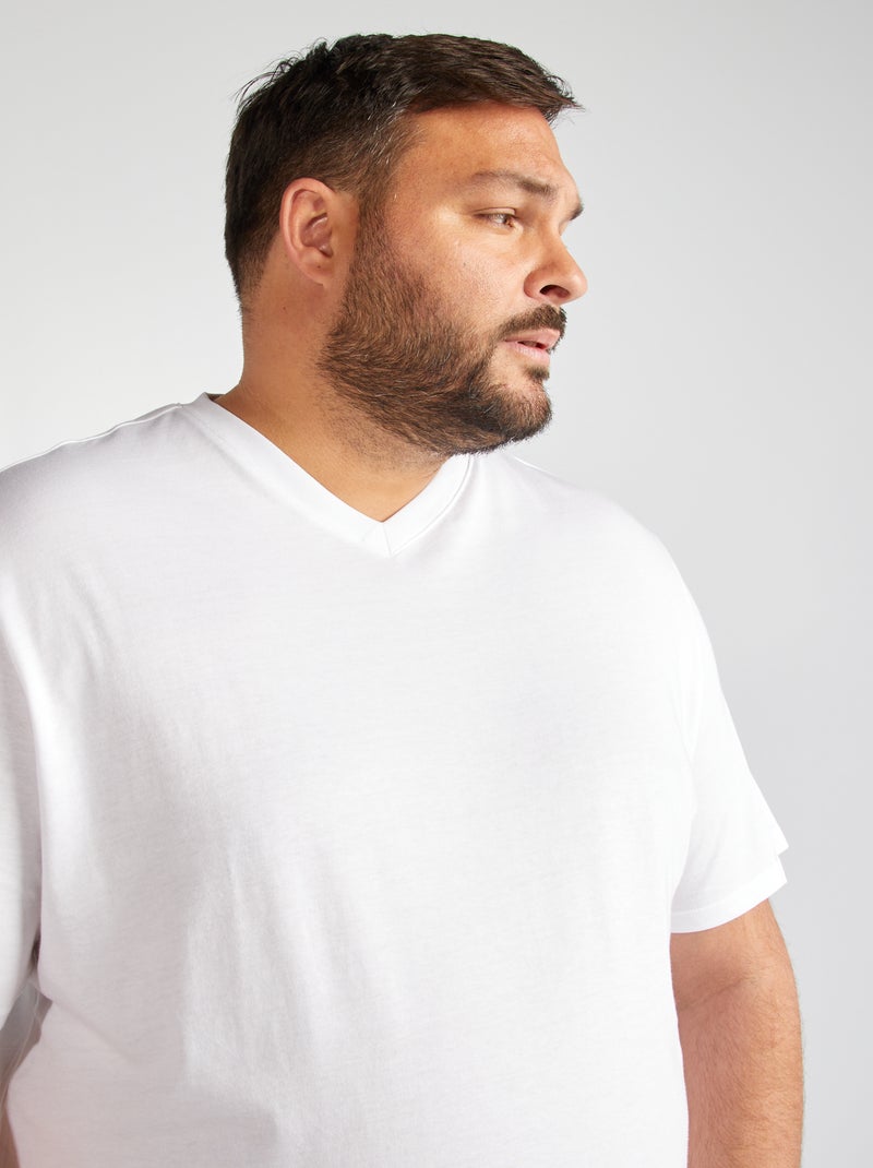 T-shirt scollo a V bianco - Kiabi