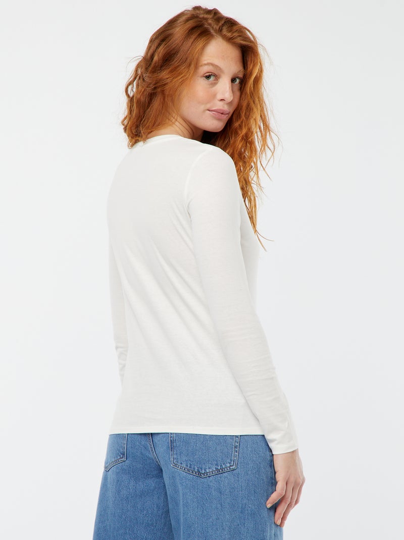 T-shirt scollo a V Bianco - Kiabi