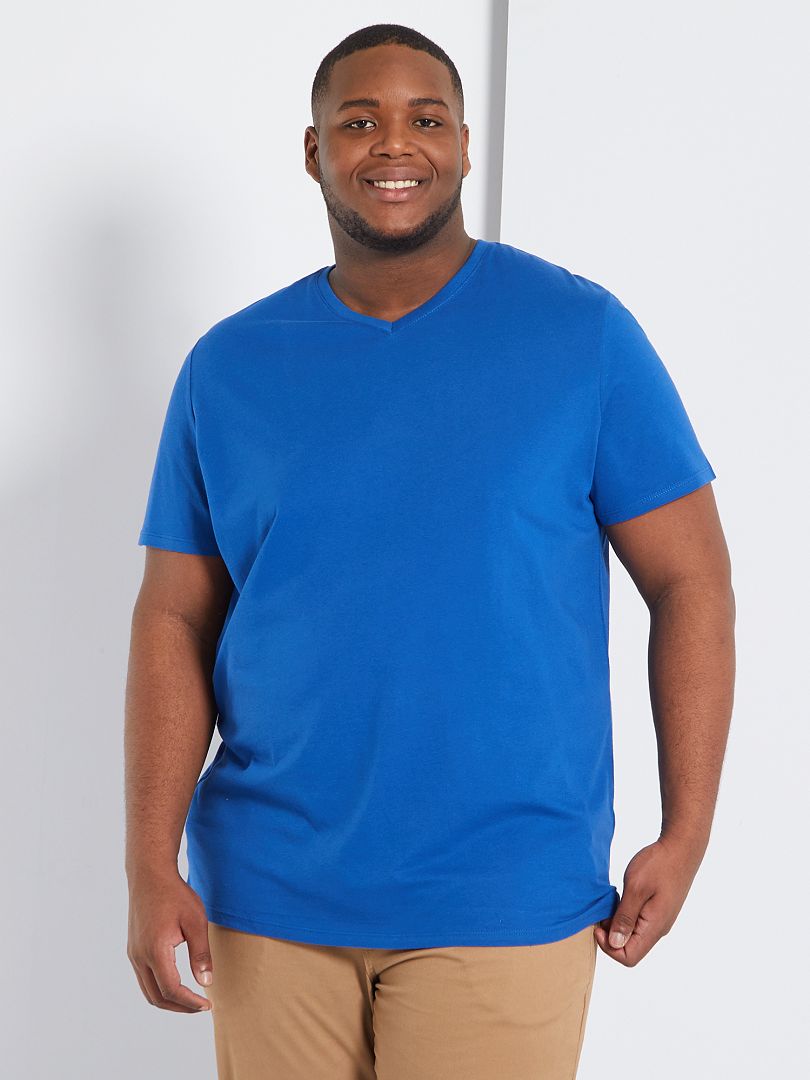 T-shirt scollo a V blu - Kiabi