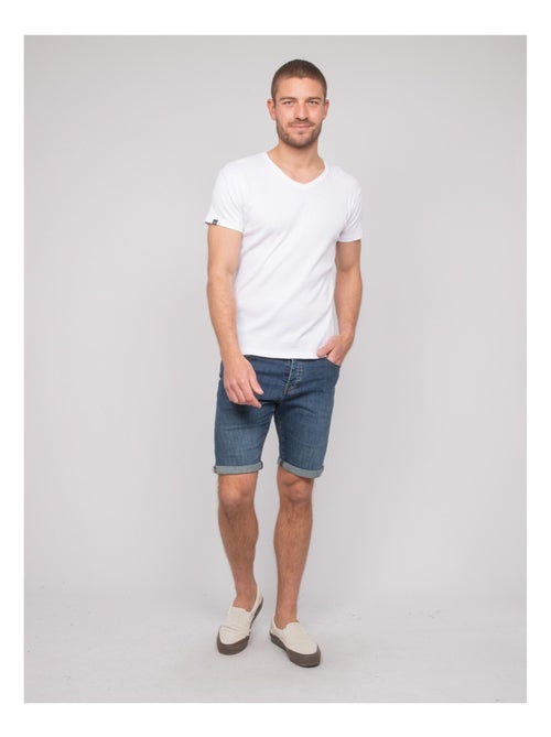 T-shirt scollo a V cotone a costine WILLIAM - Kiabi