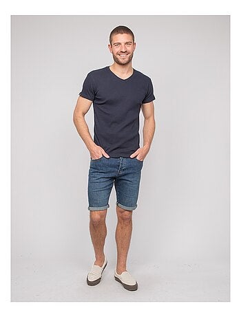 T-shirt scollo a V cotone a costine WILLIAM