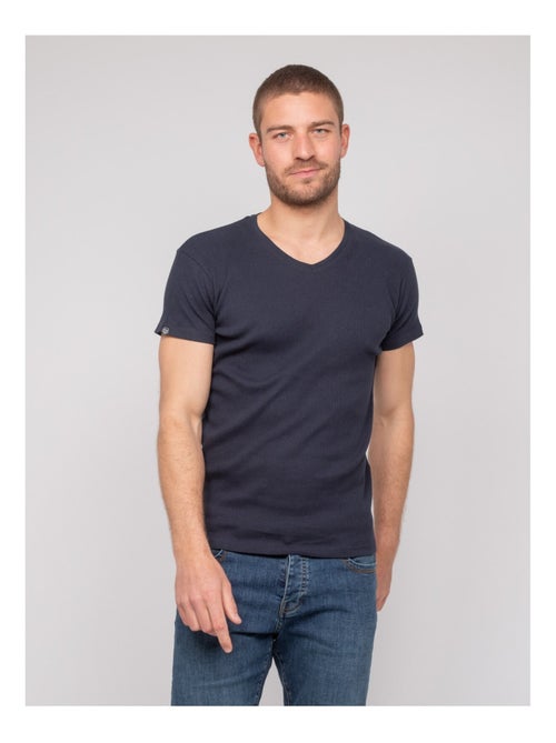 T-shirt scollo a V cotone a costine WILLIAM - Kiabi