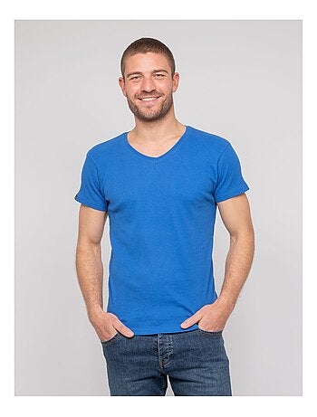T-shirt scollo a V cotone a costine WILLIAM