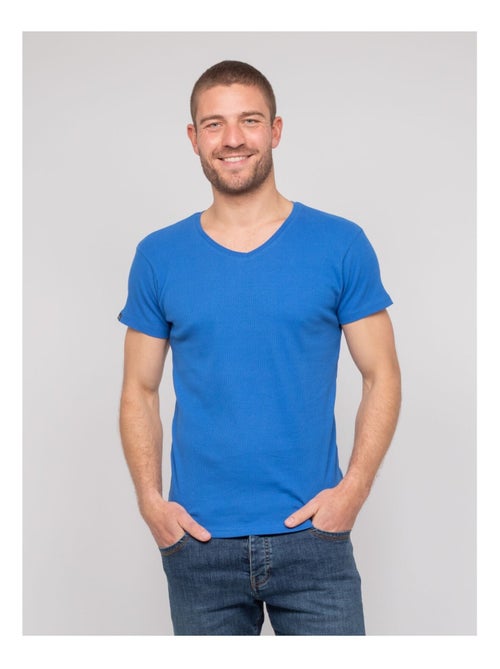 T-shirt scollo a V cotone a costine WILLIAM - Kiabi