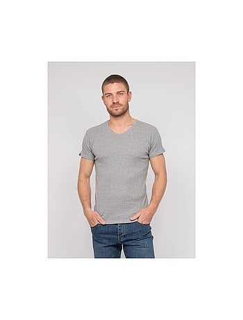T-shirt scollo a V cotone a costine WILLIAM
