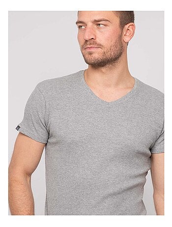 T-shirt scollo a V cotone a costine WILLIAM