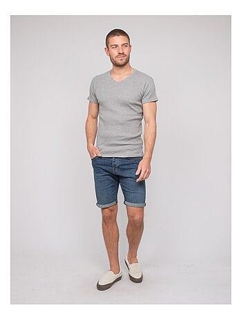 T-shirt scollo a V cotone a costine WILLIAM